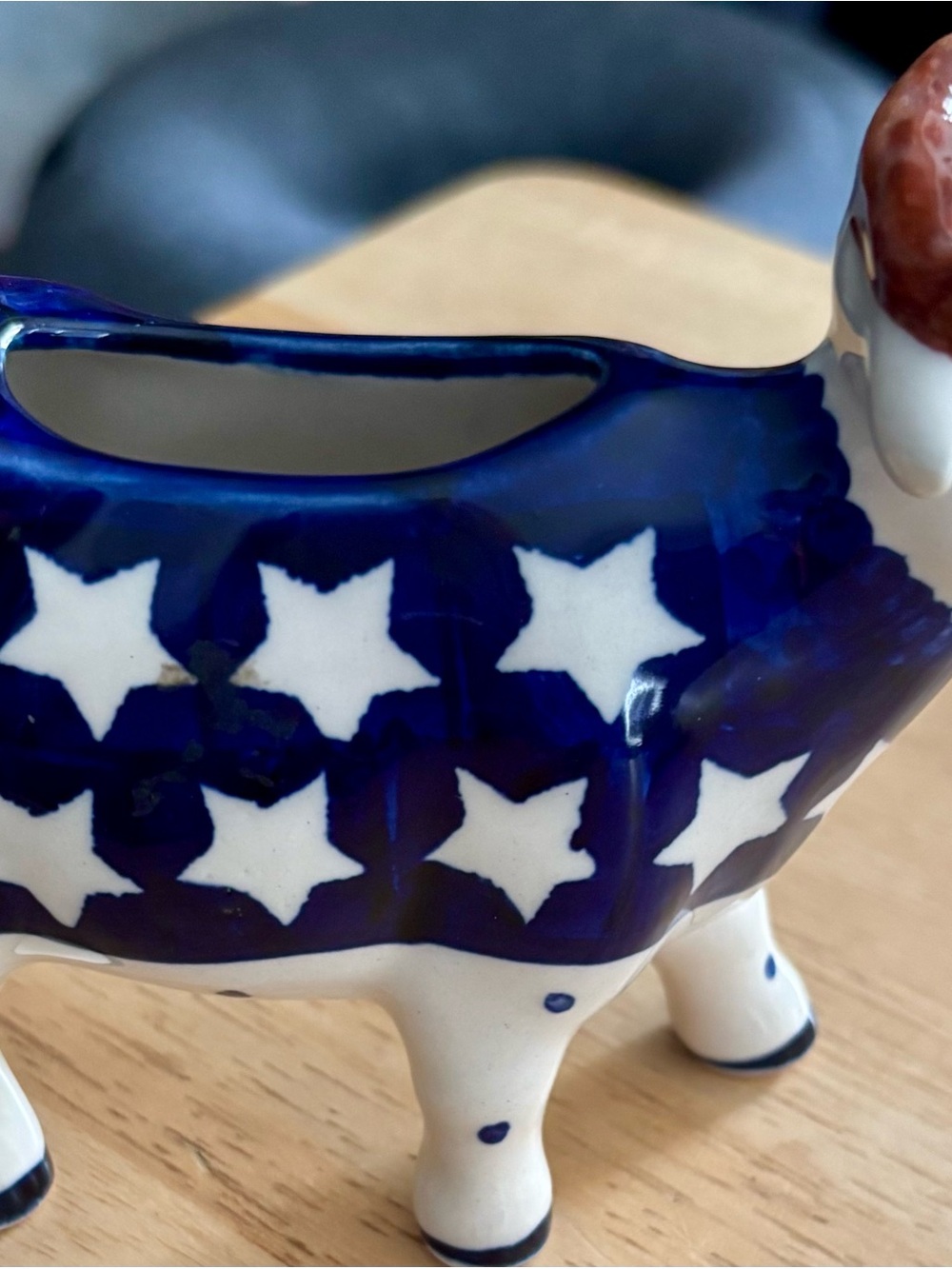 Blue Star Ceramic Cow Pitcher - Decorative Home Accent
